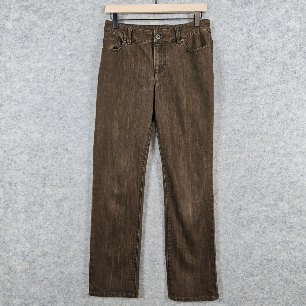 Chicos Platinum Womens Brown Stretch Cotton Blend Jeans Size 00 (XS) Short 29x29